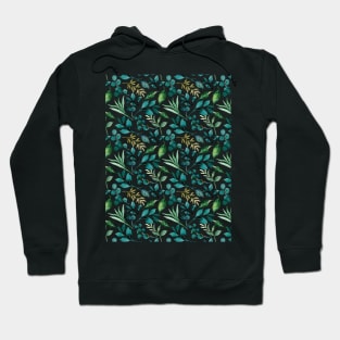 Green Watercolour leaf pattern Hoodie